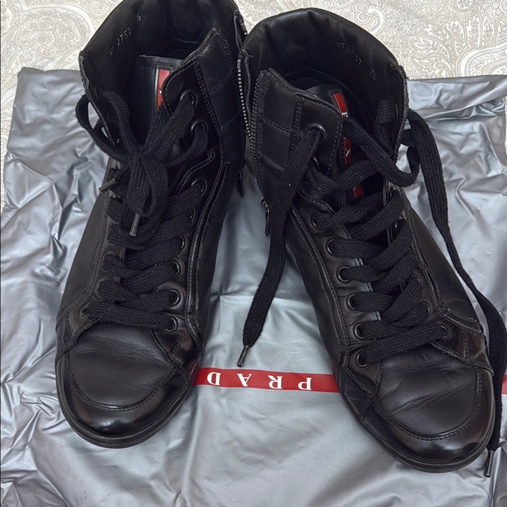 Prada Men's Black High-Top Sneakers